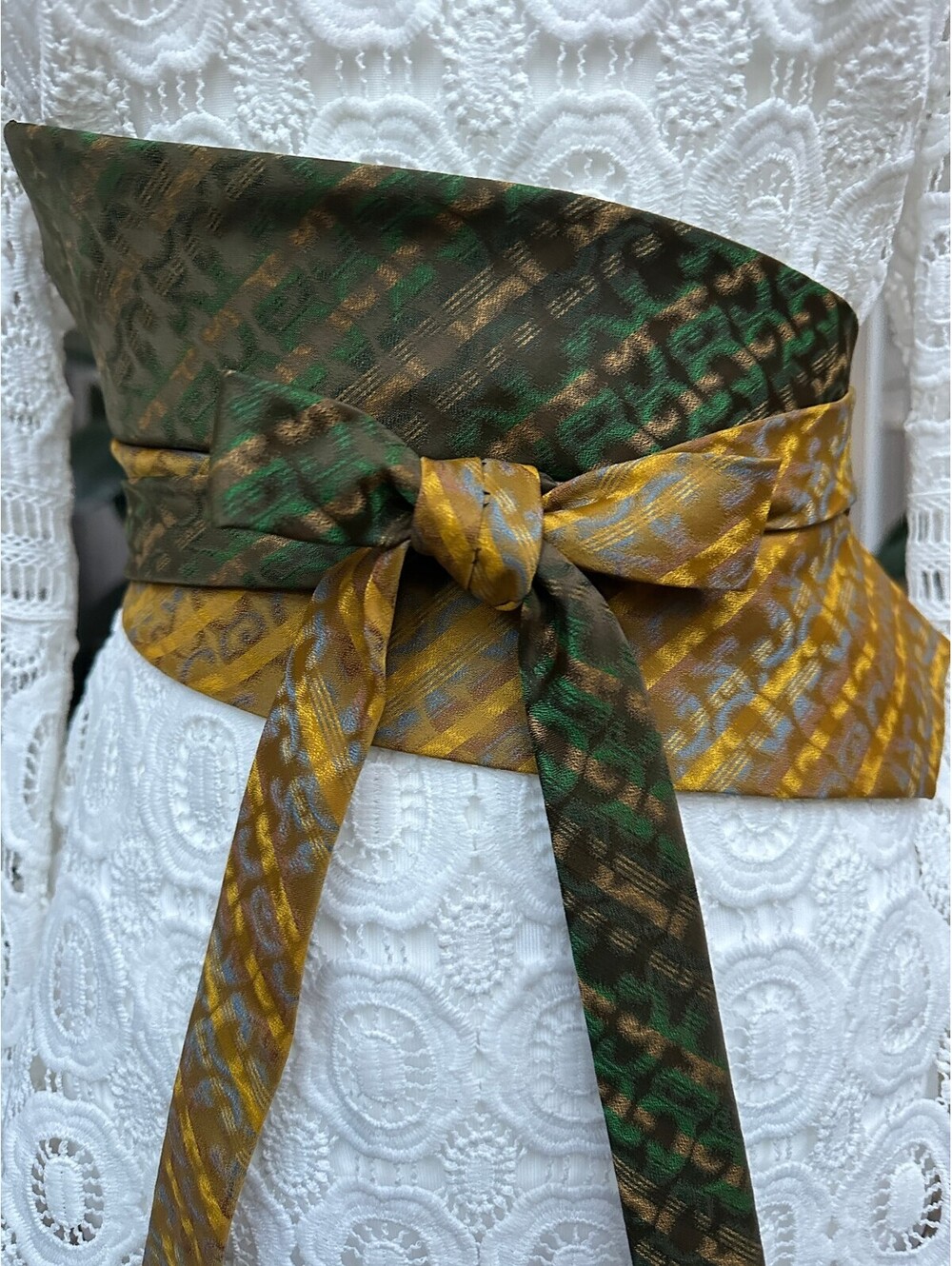 Upcycled Vintage Necktie Obi Belt | Corset Style | OOAK | OS